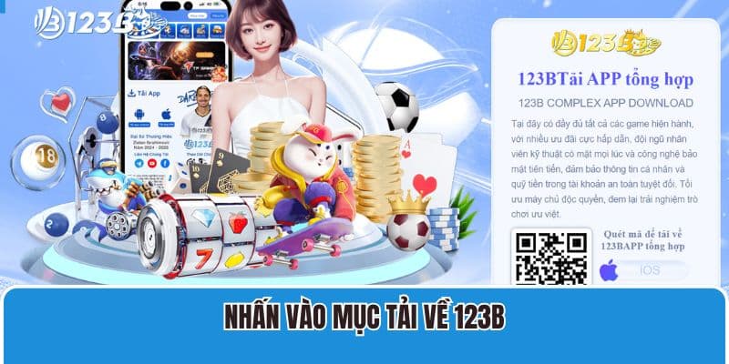 Hướng dẫn tải app 123B 2 Nhấn vào mục tải về 123B
